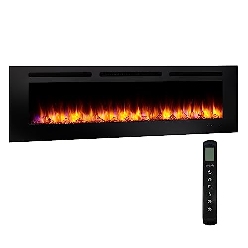 SimpliFire Allusion 60" Recessed Linear Electric Fireplace Black, SF